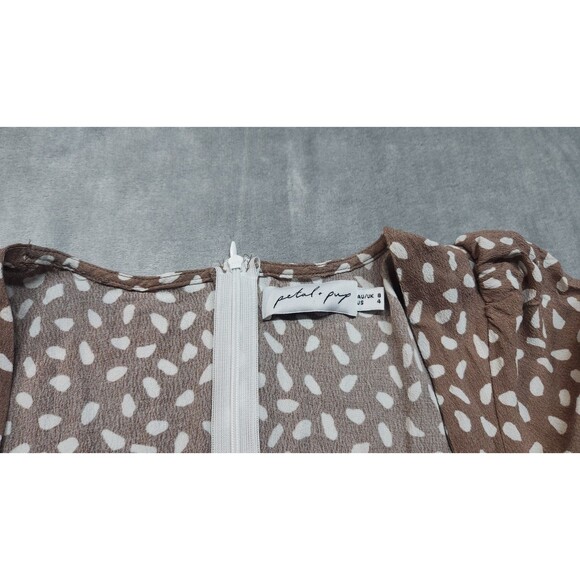 Petal & Pup Women's Size 4 Mocha Brown Franklin Midi Floral Dress Short Sleeve - Picture 4 of 9